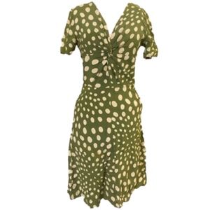 ISO Nicole Miller Green Silk Polka Dot Dress